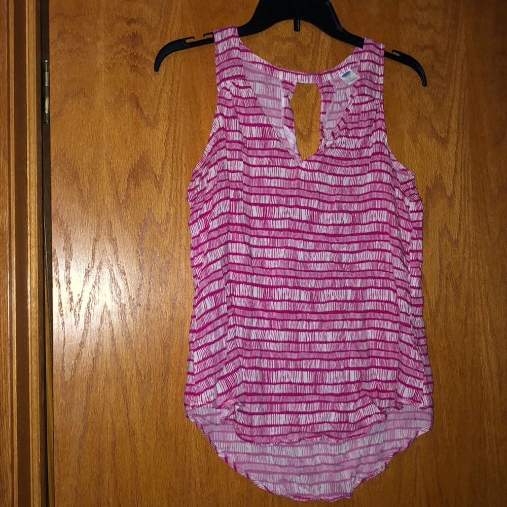 Pink and white tank top